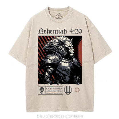 Our God Will Fight For Us Christian Washed T-Shirt