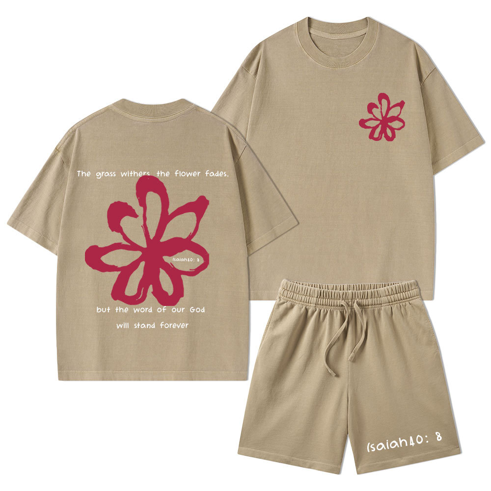 Our God Will Stand Forever Christian Washed T-Shirt & Shorts