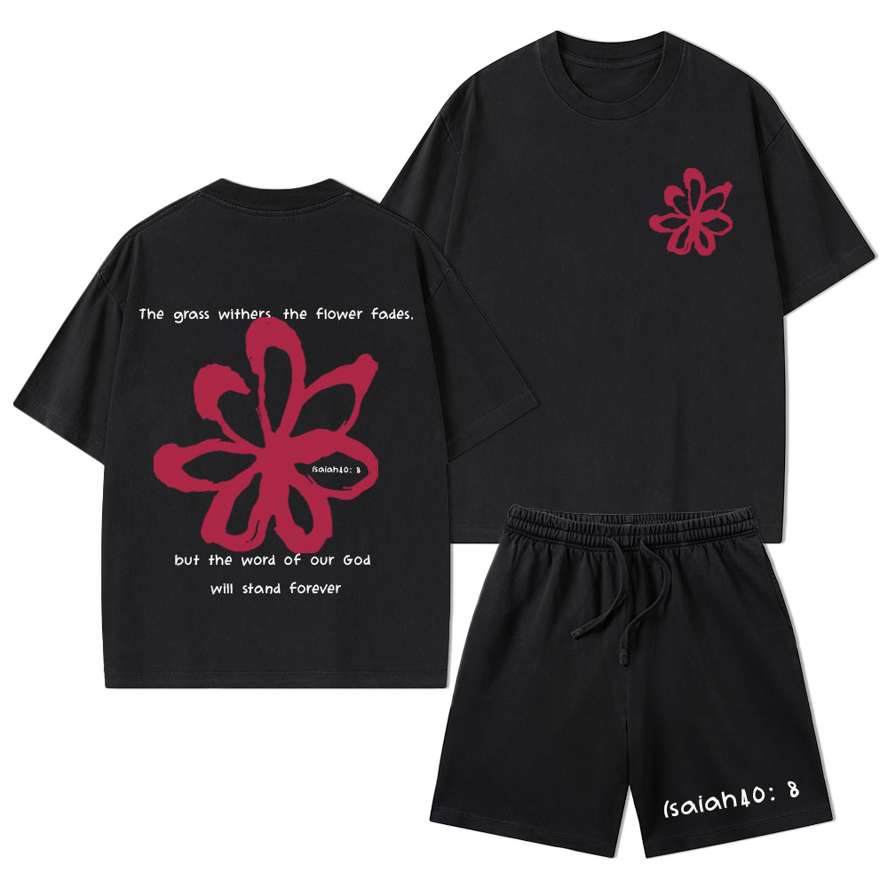 Our God Will Stand Forever Christian Washed T-Shirt & Shorts