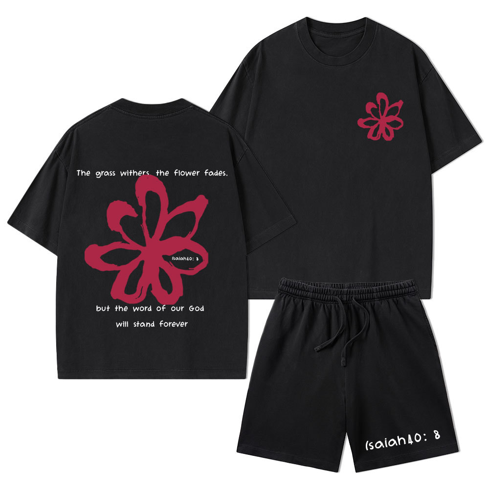 Our God Will Stand Forever Christian Washed T-Shirt & Shorts