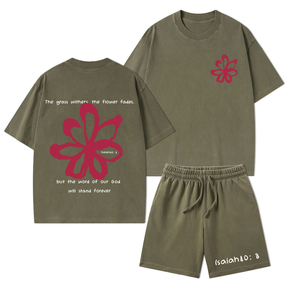 Our God Will Stand Forever Christian Washed T-Shirt & Shorts