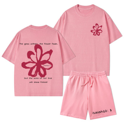 Our God Will Stand Forever Christian Washed T-Shirt & Shorts