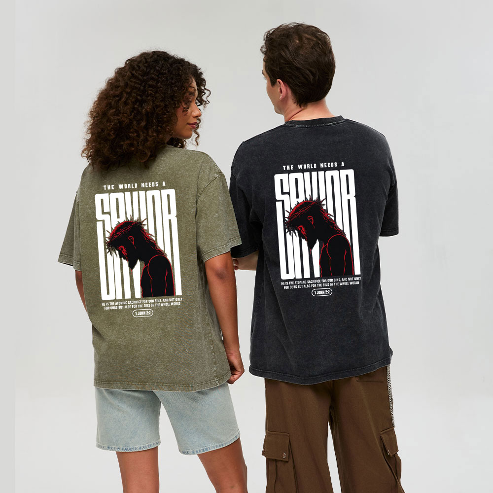 Our World Needs A Savior Christian Washed T-Shirt