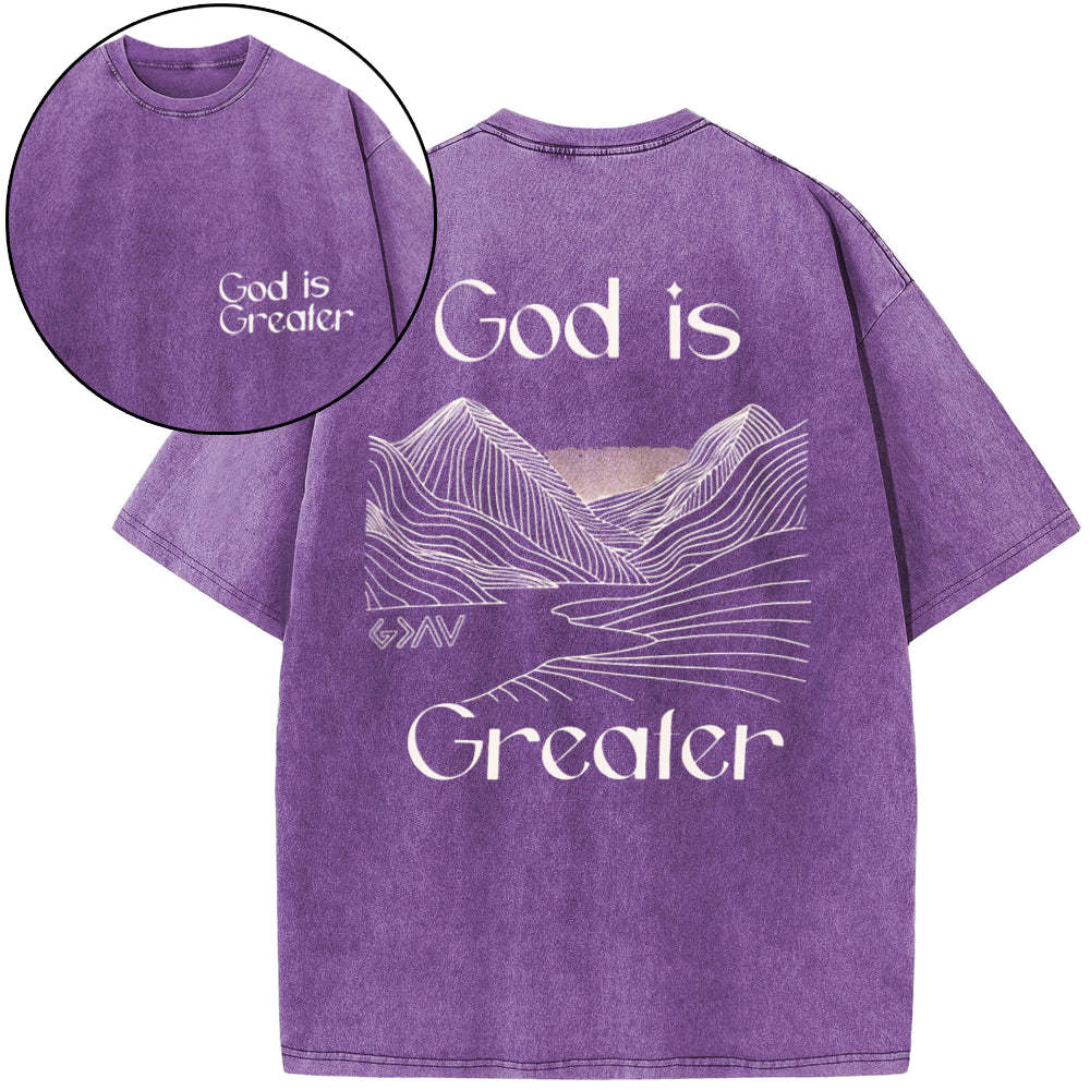 God Is Greater Christian Washed T-Shirt