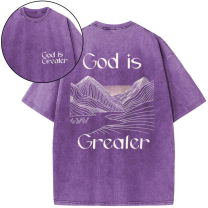 God Is Greater Christian Washed T-Shirt
