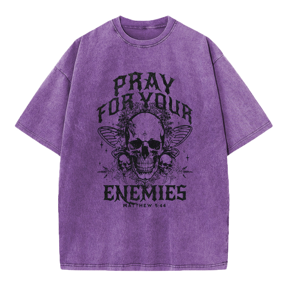 Pray For Your Enemies Christian Washed T-Shirt