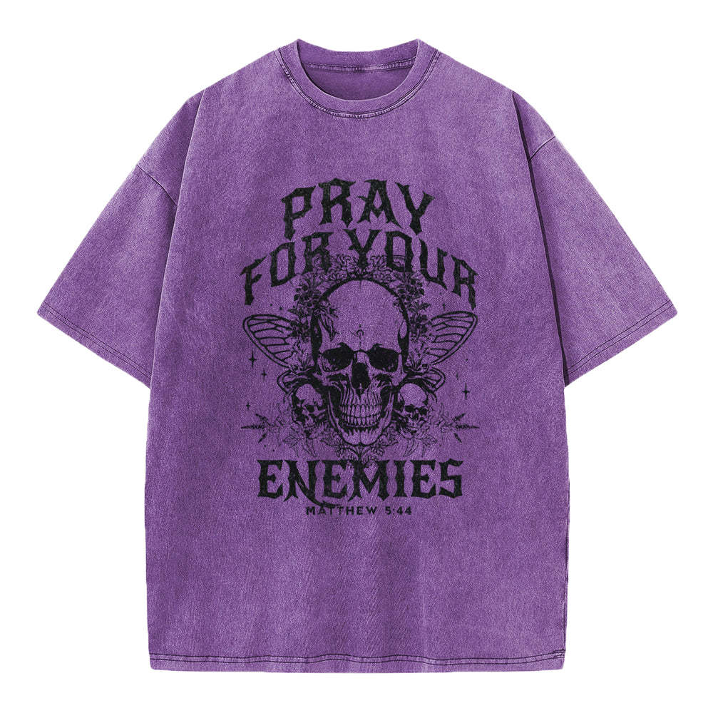 Pray For Your Enemies Christian Washed T-Shirt