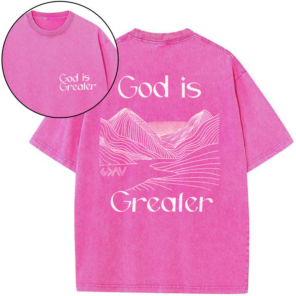 God Is Greater Christian Washed T-Shirt