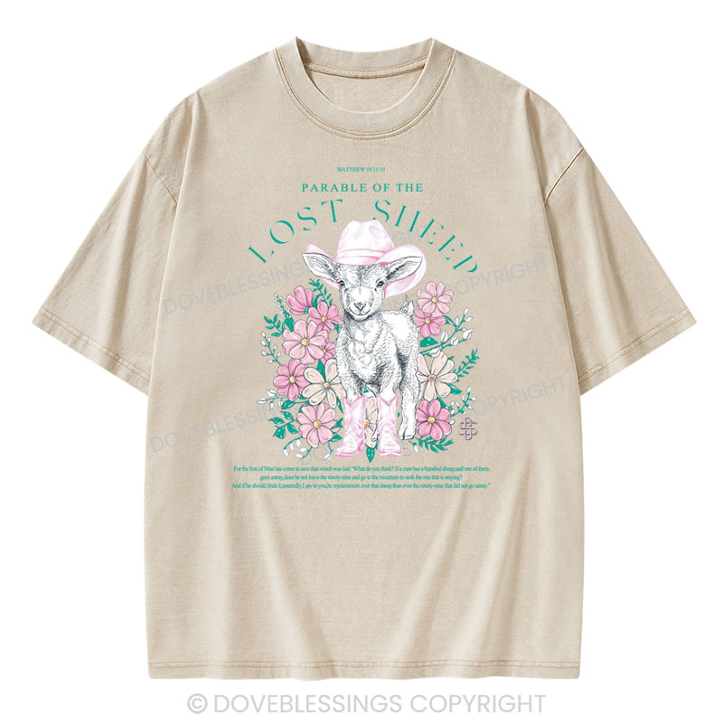 Parable Of The Lost Sheep Christian Washed T-Shirt