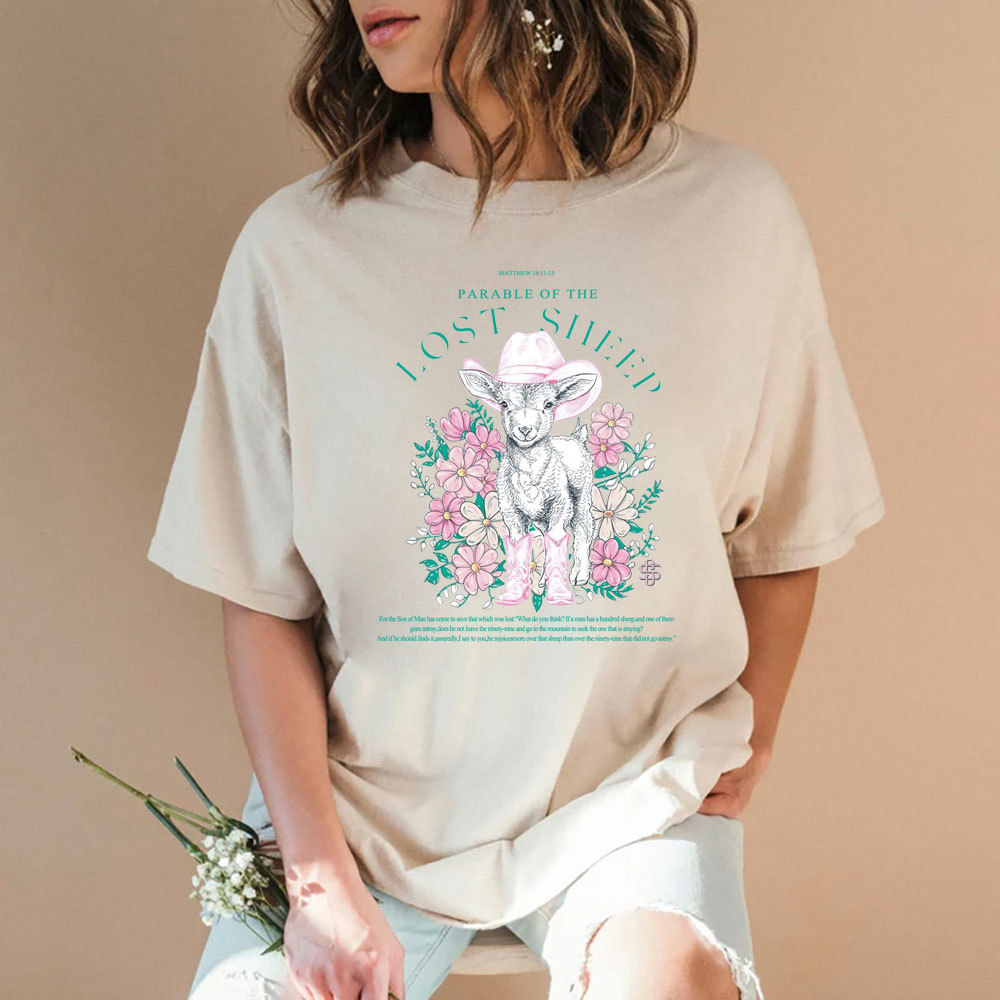 Parable Of The Lost Sheep Christian Washed T-Shirt