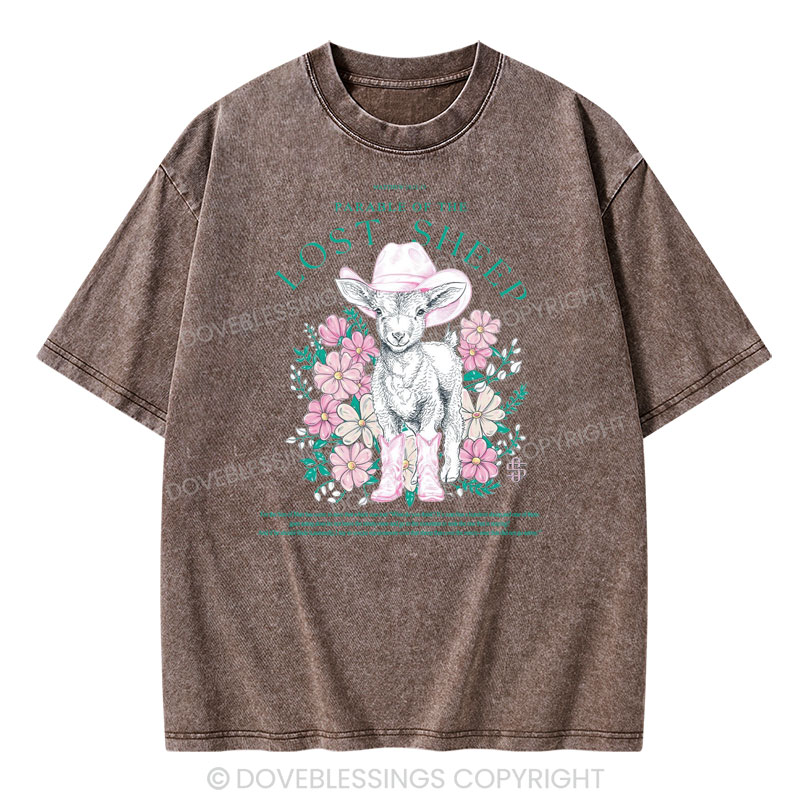 Parable Of The Lost Sheep Christian Washed T-Shirt