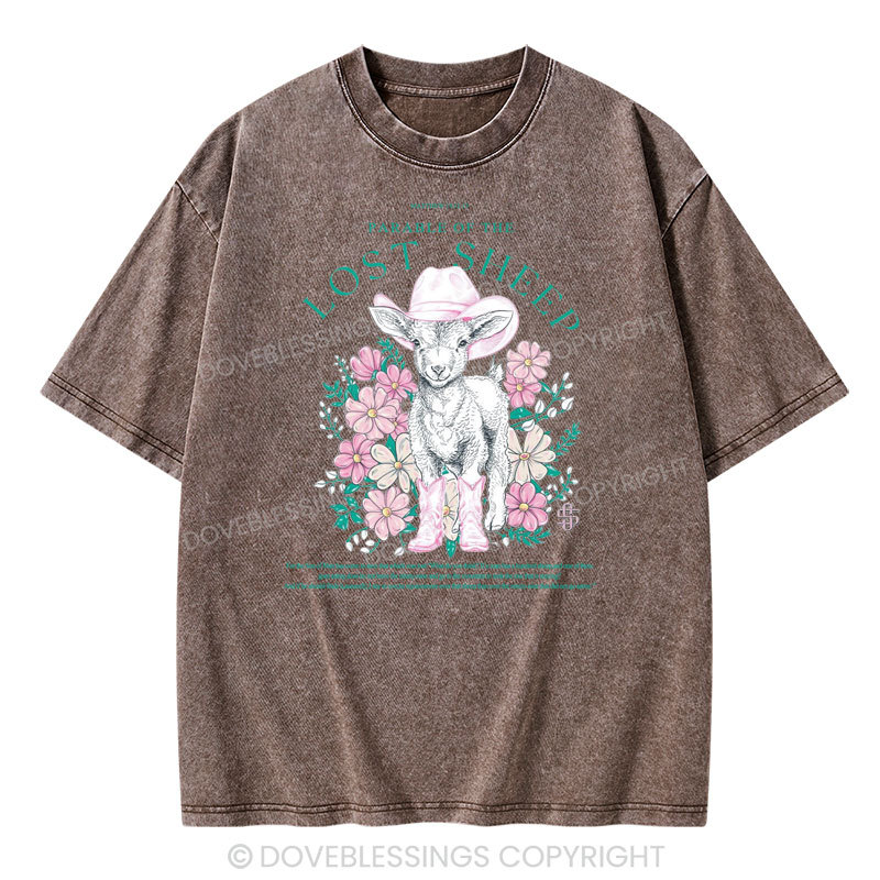 Parable Of The Lost Sheep Christian Washed T-Shirt