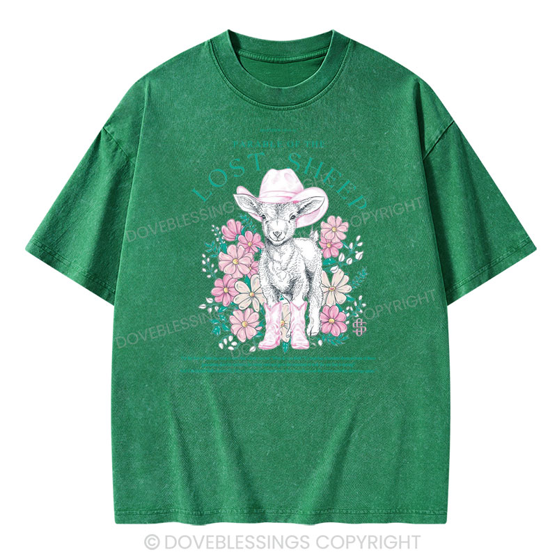 Parable Of The Lost Sheep Christian Washed T-Shirt