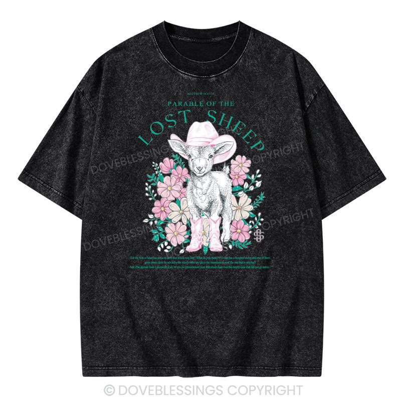 Parable Of The Lost Sheep Christian Washed T-Shirt