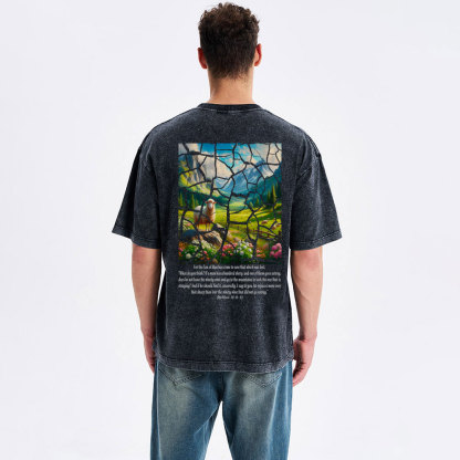 Parable of the Lost Sheep Christian Washed T-Shirt