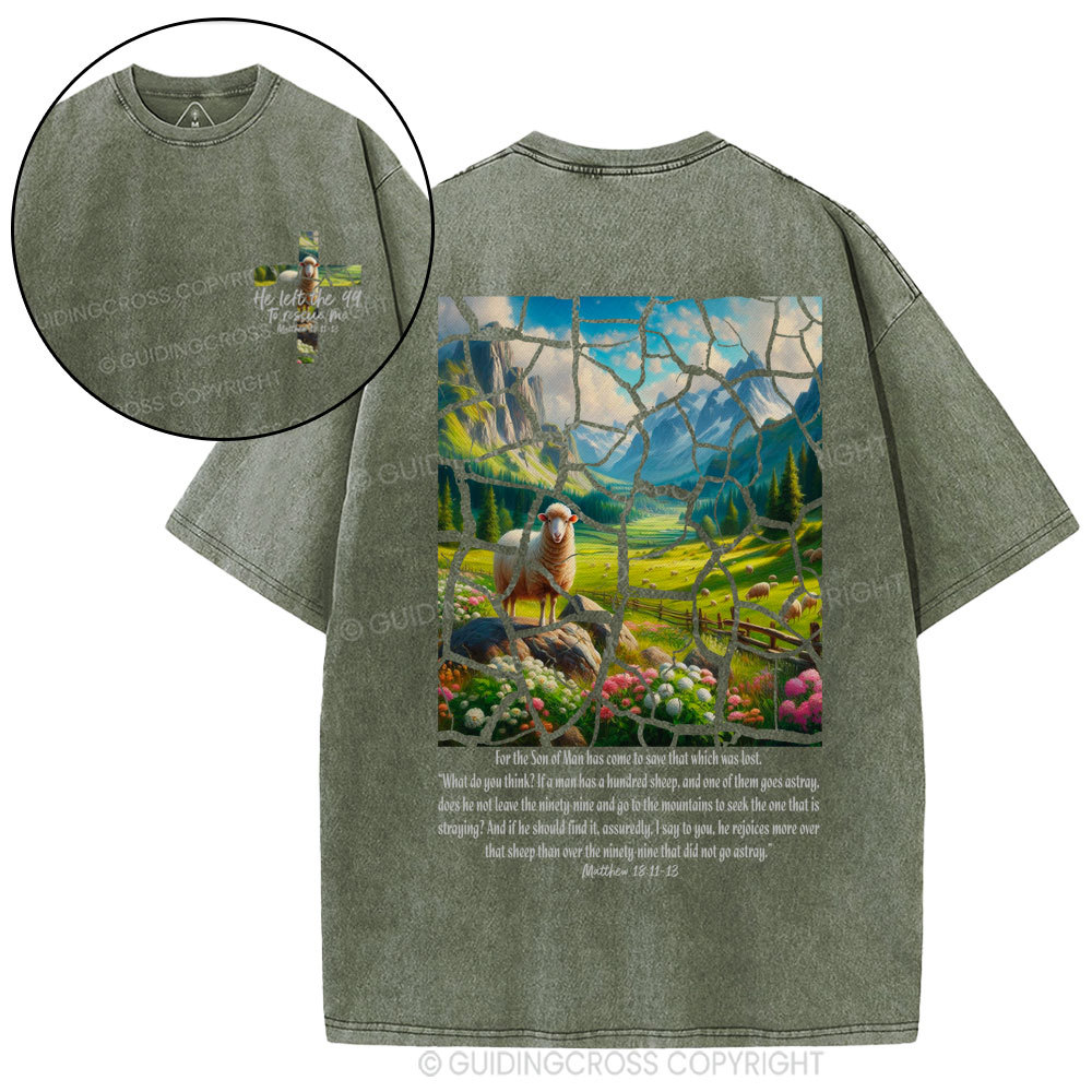 Parable of the Lost Sheep Christian Washed T-Shirt