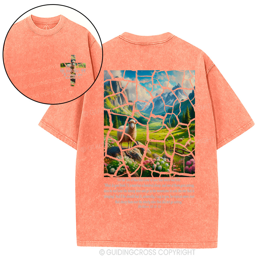 Parable of the Lost Sheep Christian Washed T-Shirt