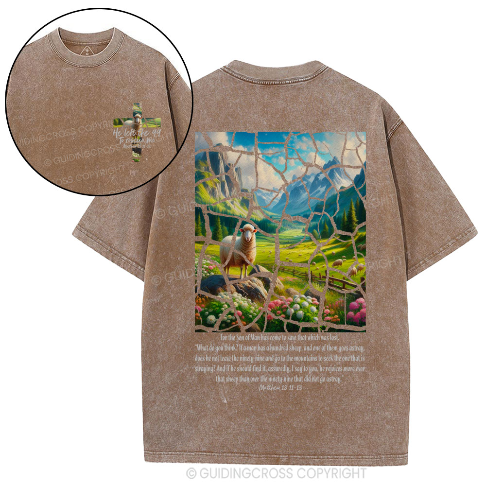 Parable of the Lost Sheep Christian Washed T-Shirt