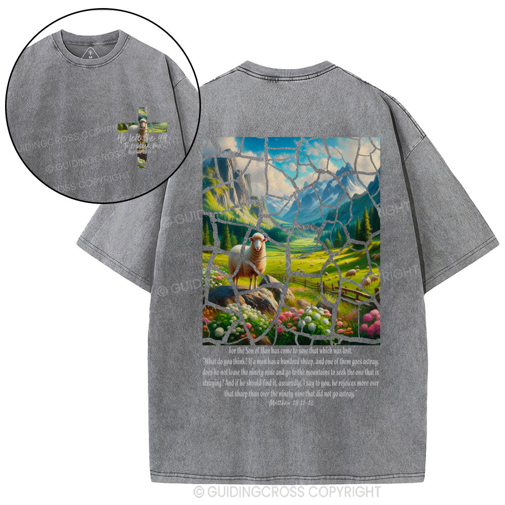 Parable of the Lost Sheep Christian Washed T-Shirt