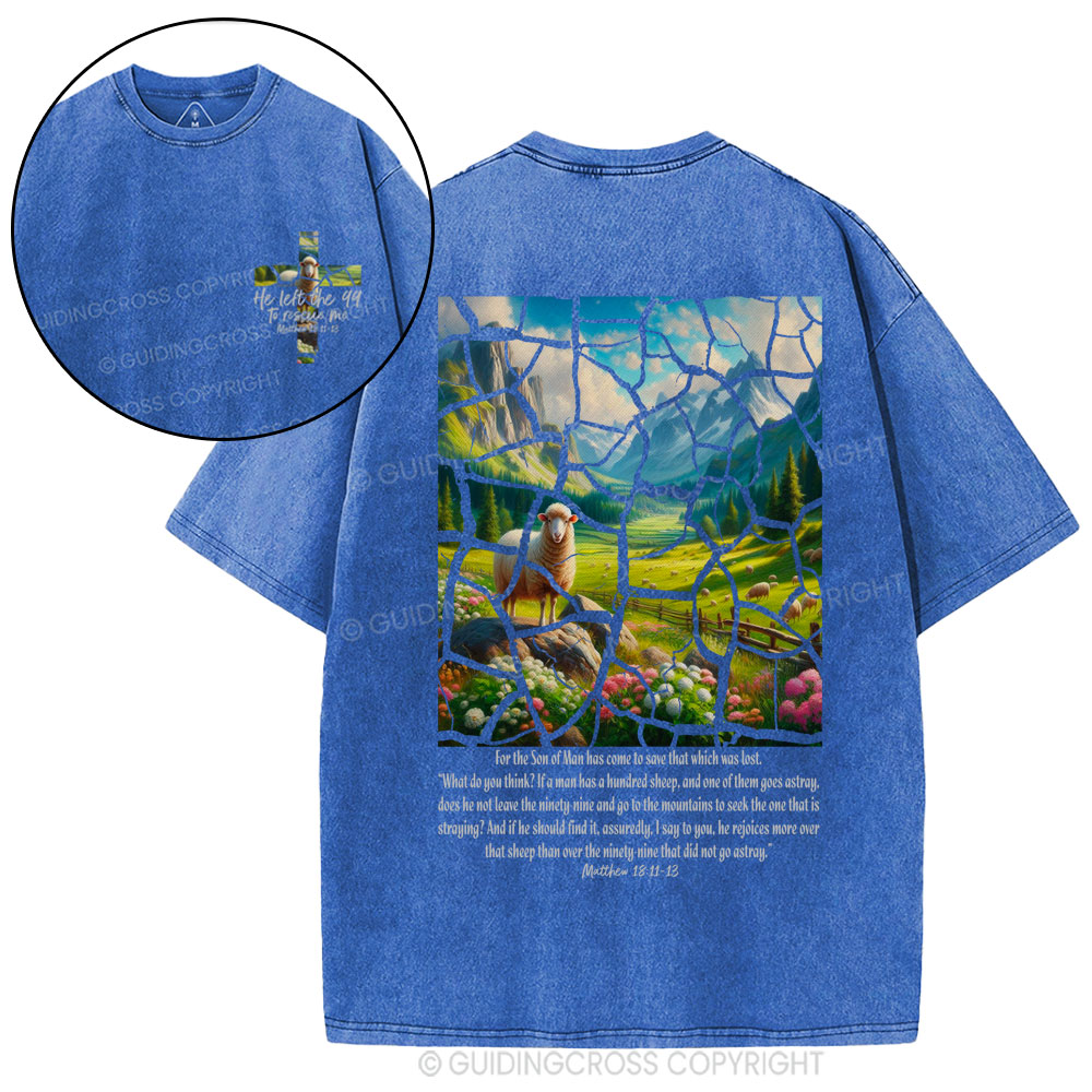 Parable of the Lost Sheep Christian Washed T-Shirt