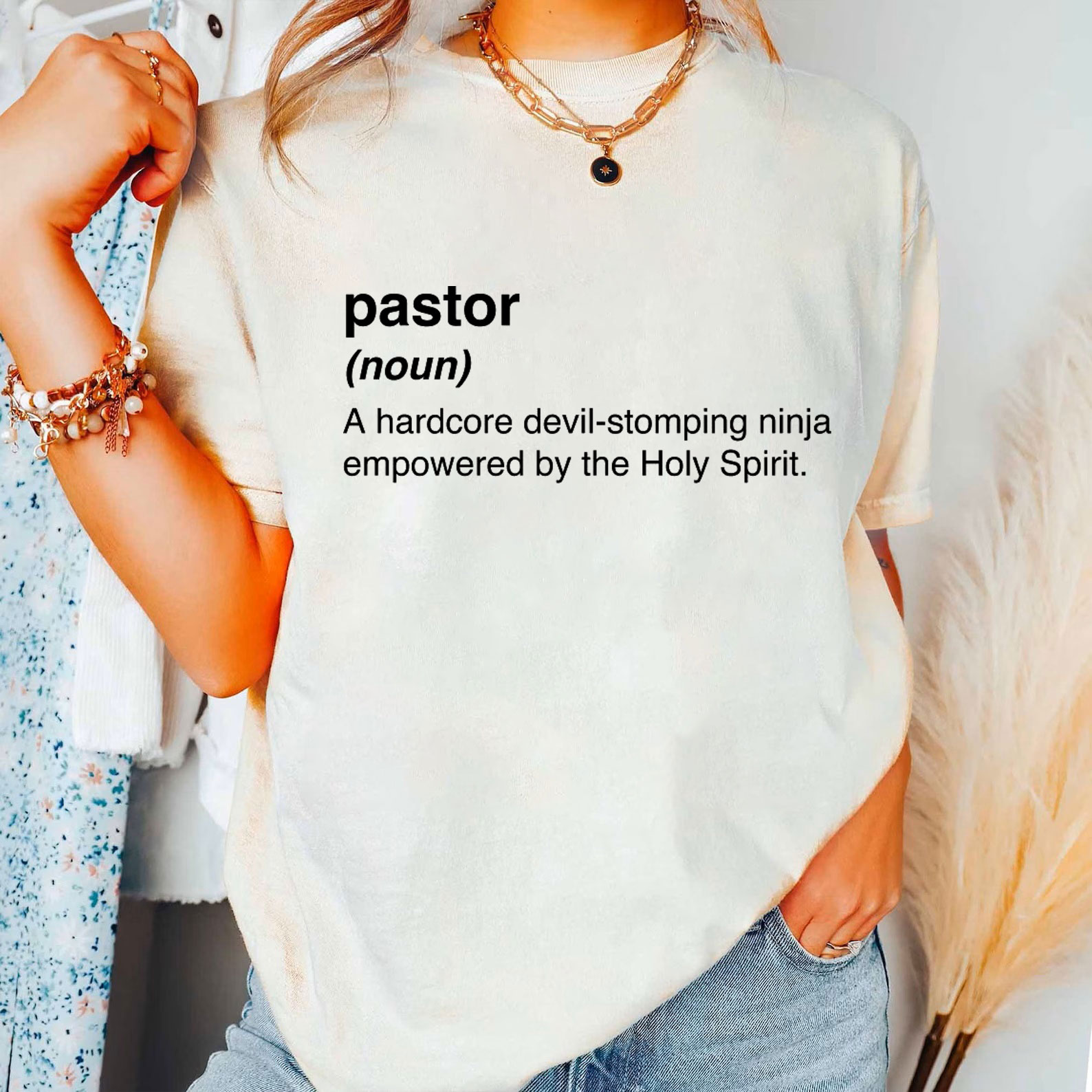 Pastor A Hardcore Devil-stomping Ninja Empowered The Holy Spirirt Christian T-Shirt