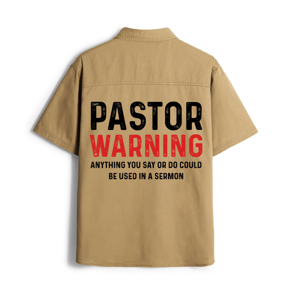 Pastor Warning Christian Work Shirt 