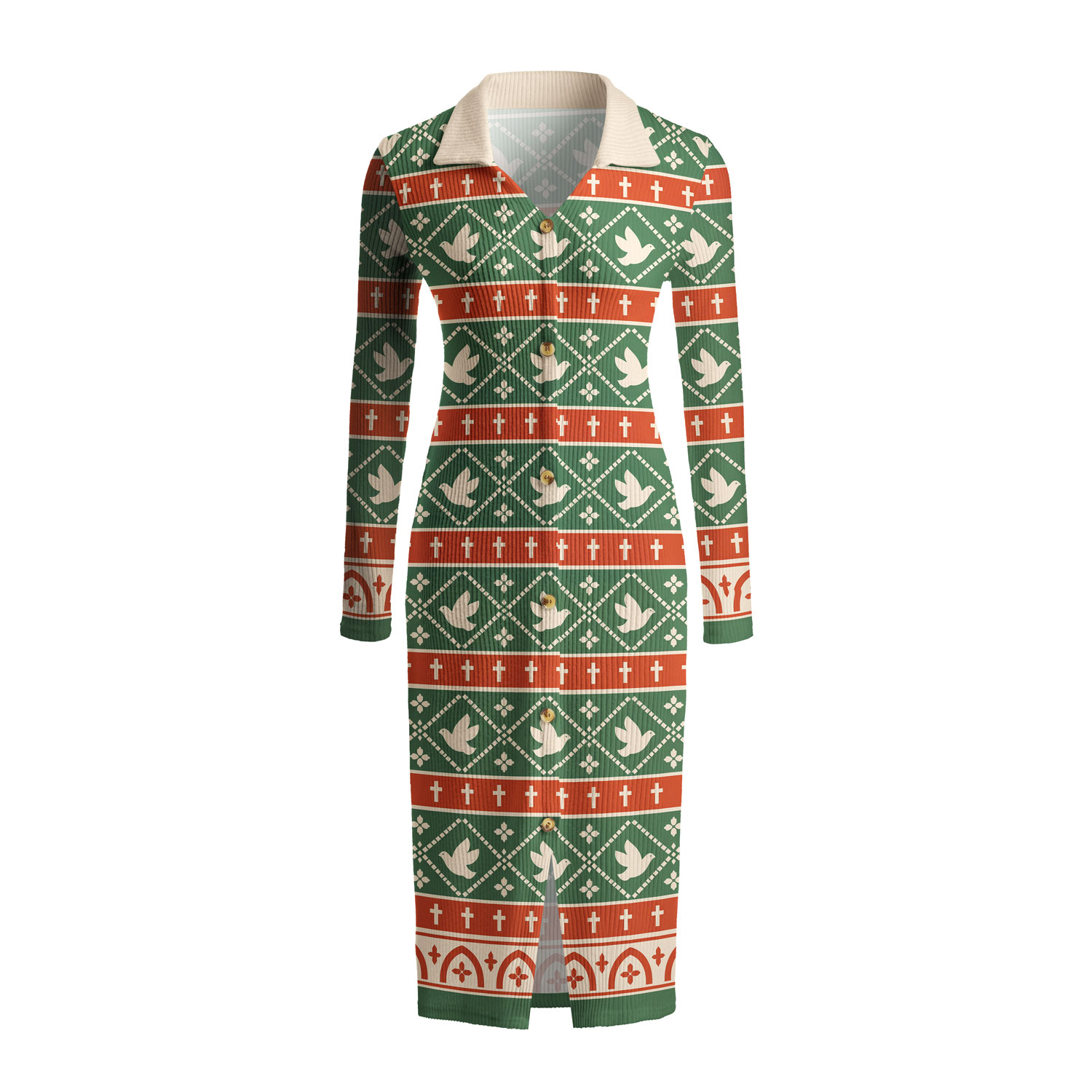 Peace And Love Christian Ribbed Knit Midi Dress