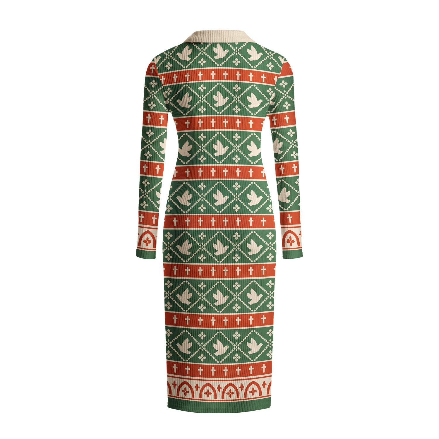 Peace And Love Christian Ribbed Knit Midi Dress