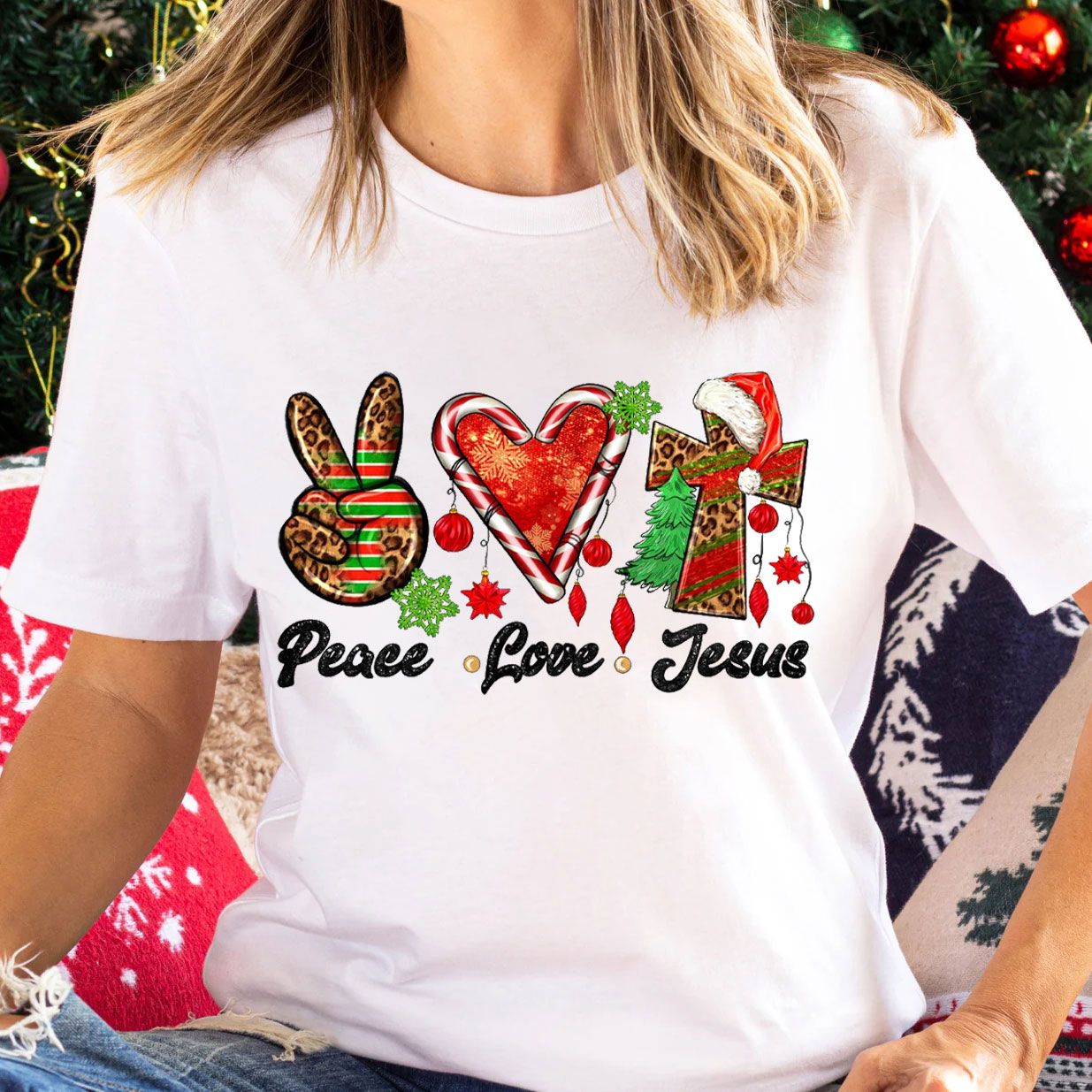 Peace And Love Christian Christmas T-Shirt