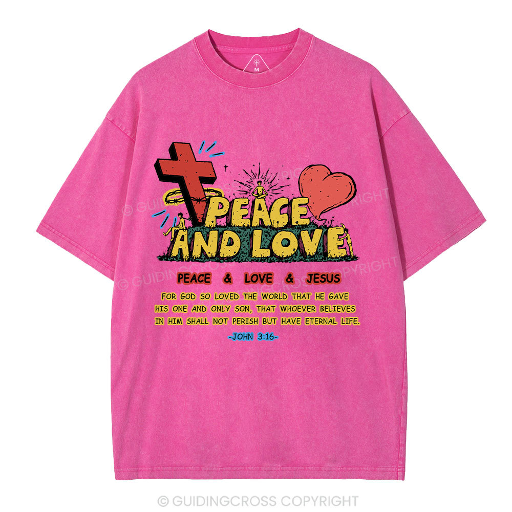 Peace And Love Christian Washed T-Shirt