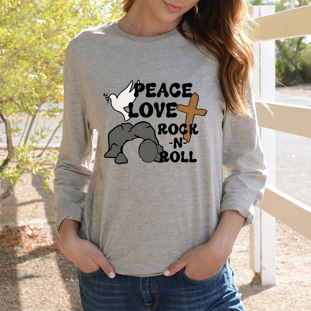 Peace And Love Rock And Roll Christian Long Sleeve Christian T-Shirt