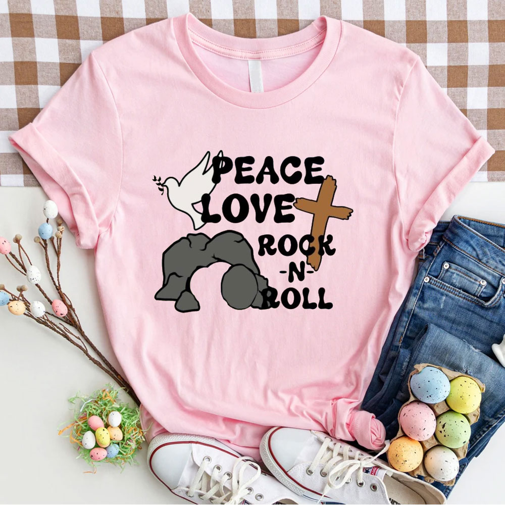 Peace And Love Rock And Roll Christian T-Shirt