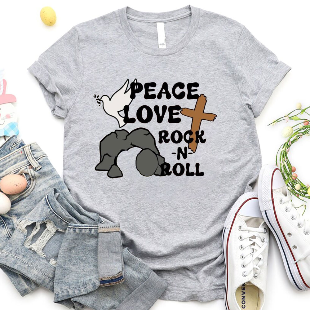 Peace And Love Rock And Roll Christian T-Shirt