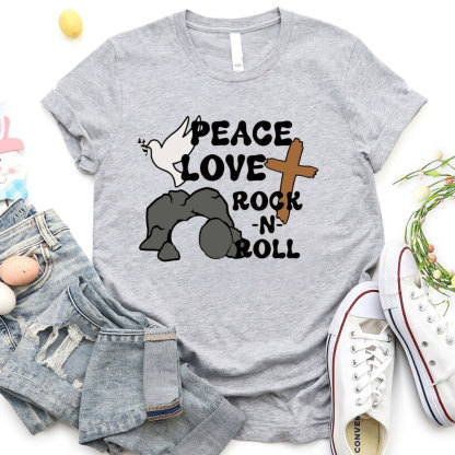 Peace And Love Rock And Roll Christian T-Shirt