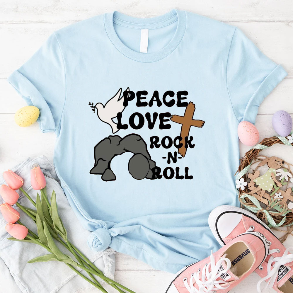 Peace And Love Rock And Roll Christian T-Shirt