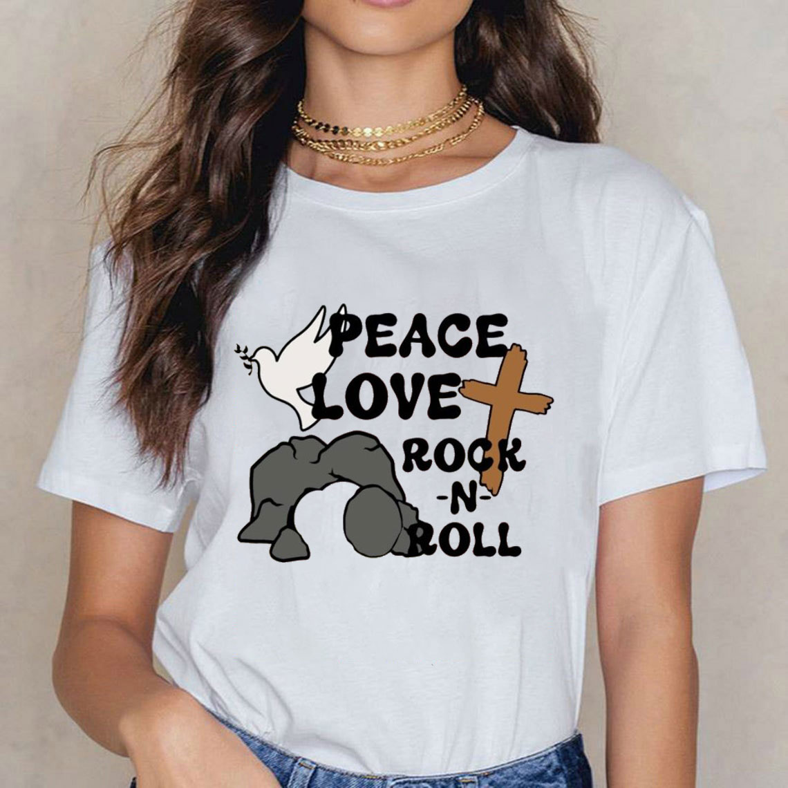 Peace And Love Rock And Roll Christian T-Shirt