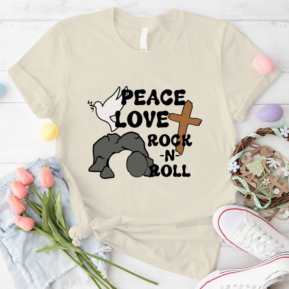 Peace And Love Rock And Roll Christian T-Shirt