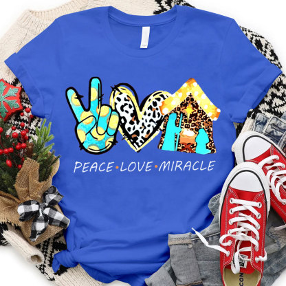 Peace And Love With Miracle Christian Christmas  T-Shirt