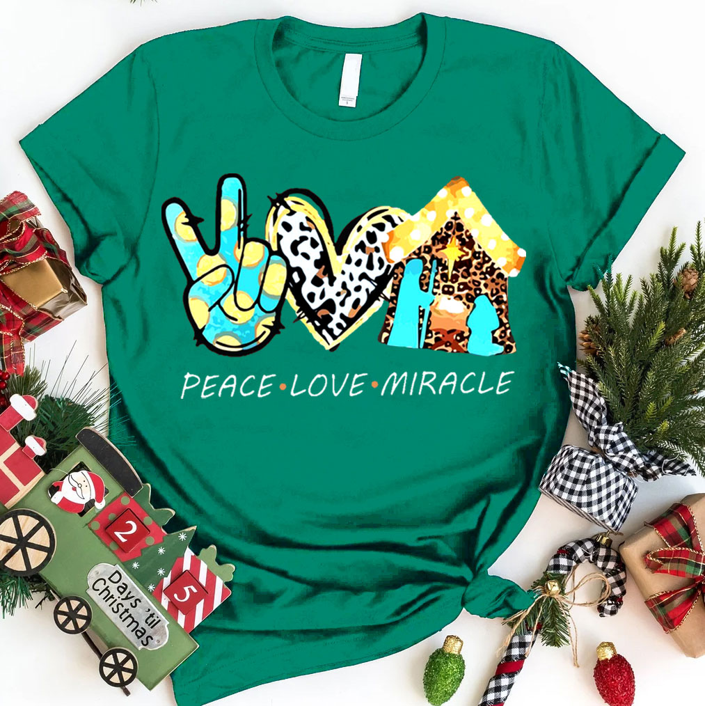 Peace And Love With Miracle Christian Christmas  T-Shirt