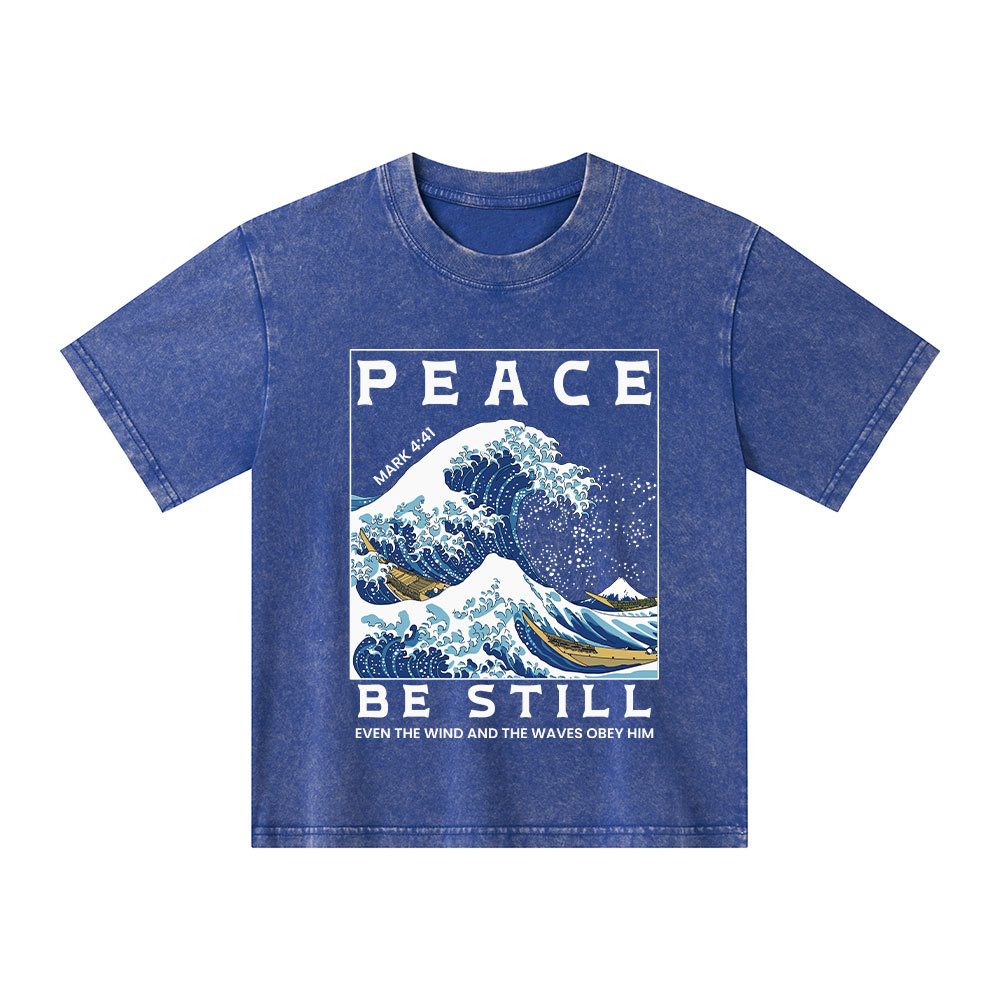 Peace Be Still Christian Kid Washed T-Shirt