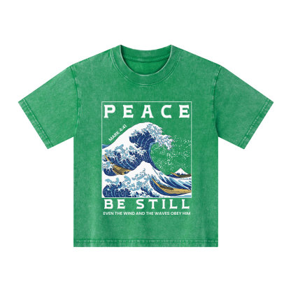Peace Be Still Christian Kid Washed T-Shirt