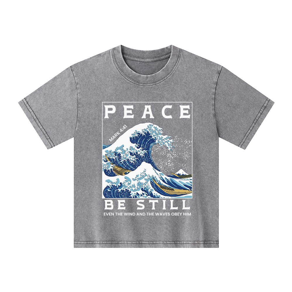 Peace Be Still Christian Kid Washed T-Shirt
