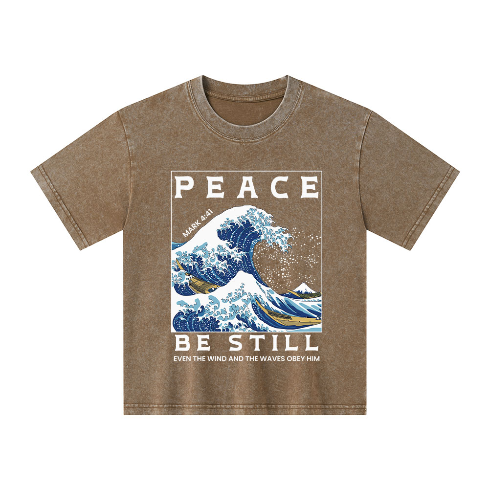 Peace Be Still Christian Kid Washed T-Shirt