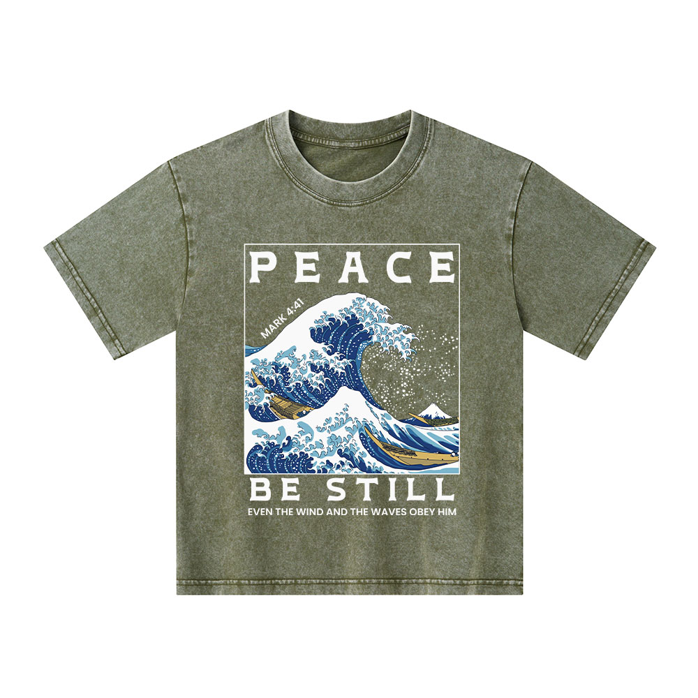 Peace Be Still Christian Kid Washed T-Shirt