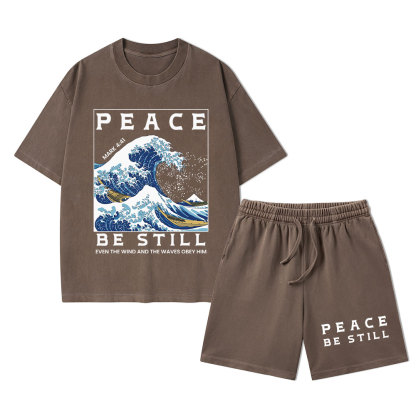Peace Be Still Christian Washed T-Shirt & Shorts