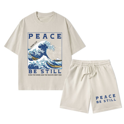 Peace Be Still Christian Washed T-Shirt & Shorts