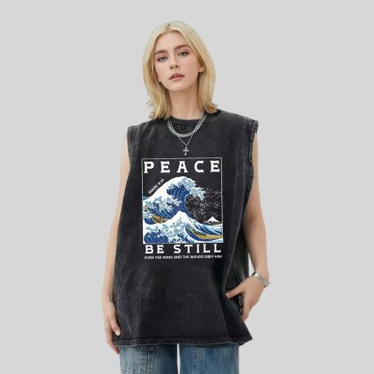 Peace Be Still Christian Washed Tank Top