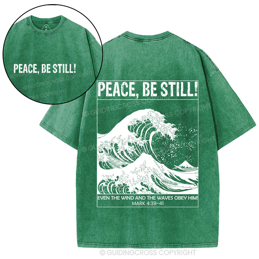 Peace Be Still Ocean Waves Christian Washed T-Shirt