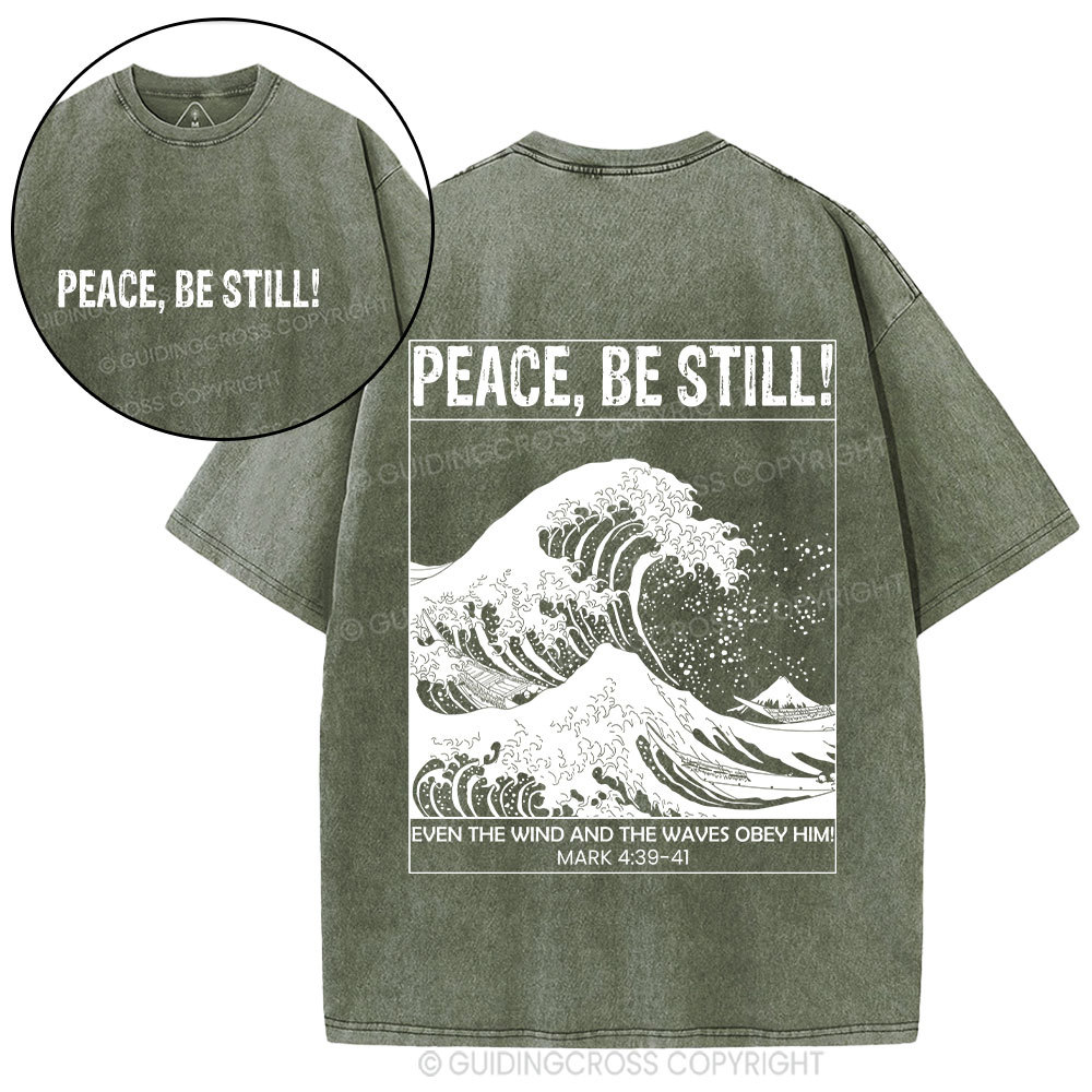 Peace Be Still Ocean Waves Christian Washed T-Shirt