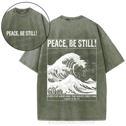 Peace Be Still Ocean Waves Christian Washed T-Shirt